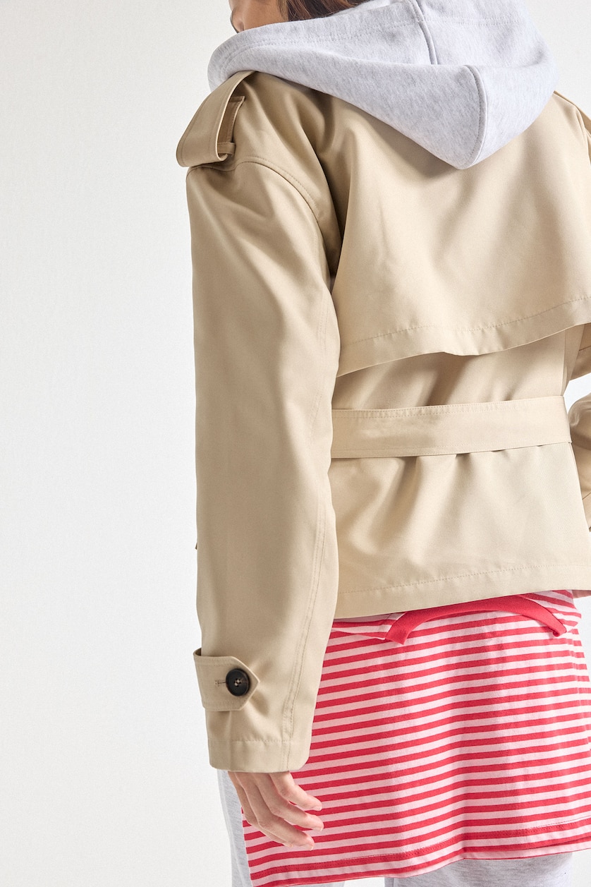 WOMAN Beige Waterproof Regular Fit Belted Twill Trench Coat