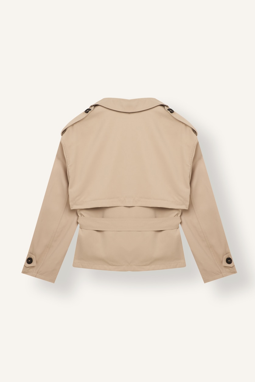 Women Beige Waterproof Regular Fit Belted Twill Trench Coat