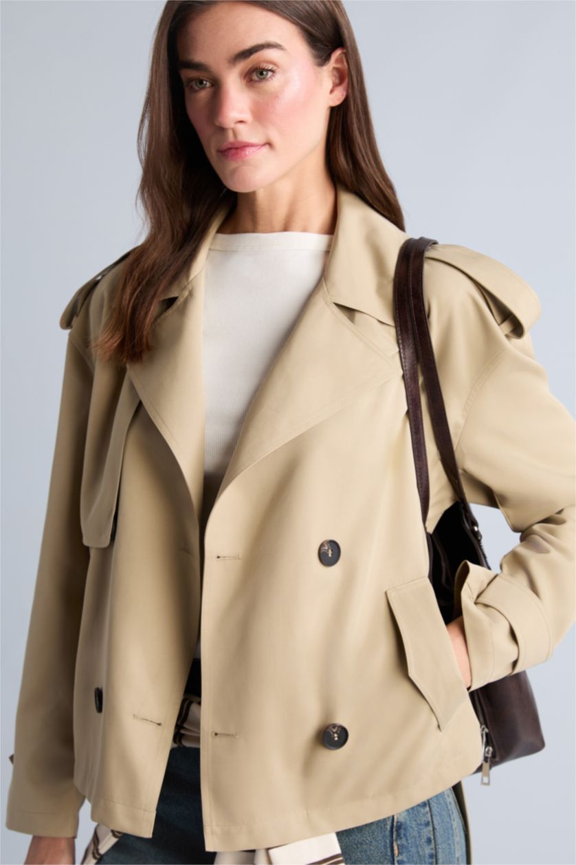 Women Light Khaki Trenchcoat