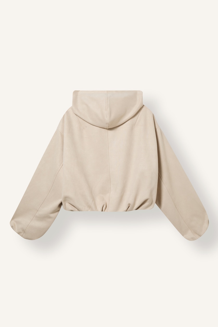 Woman Ecru Balloon Fit Warm Suede-Look Jacket