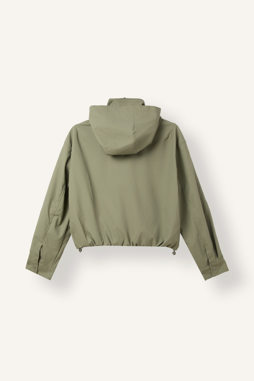 Women Khaki Regular Fit Waterproof Faux Leather Hooded Raincoat
