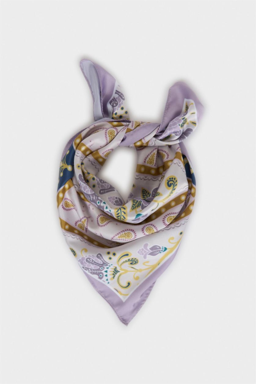 WOMAN Lilac Woman Floral Satin Scarf