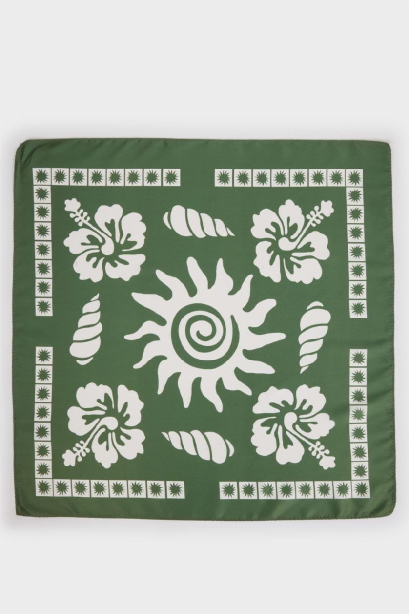 Women Green Woman Printed Satin Scarf