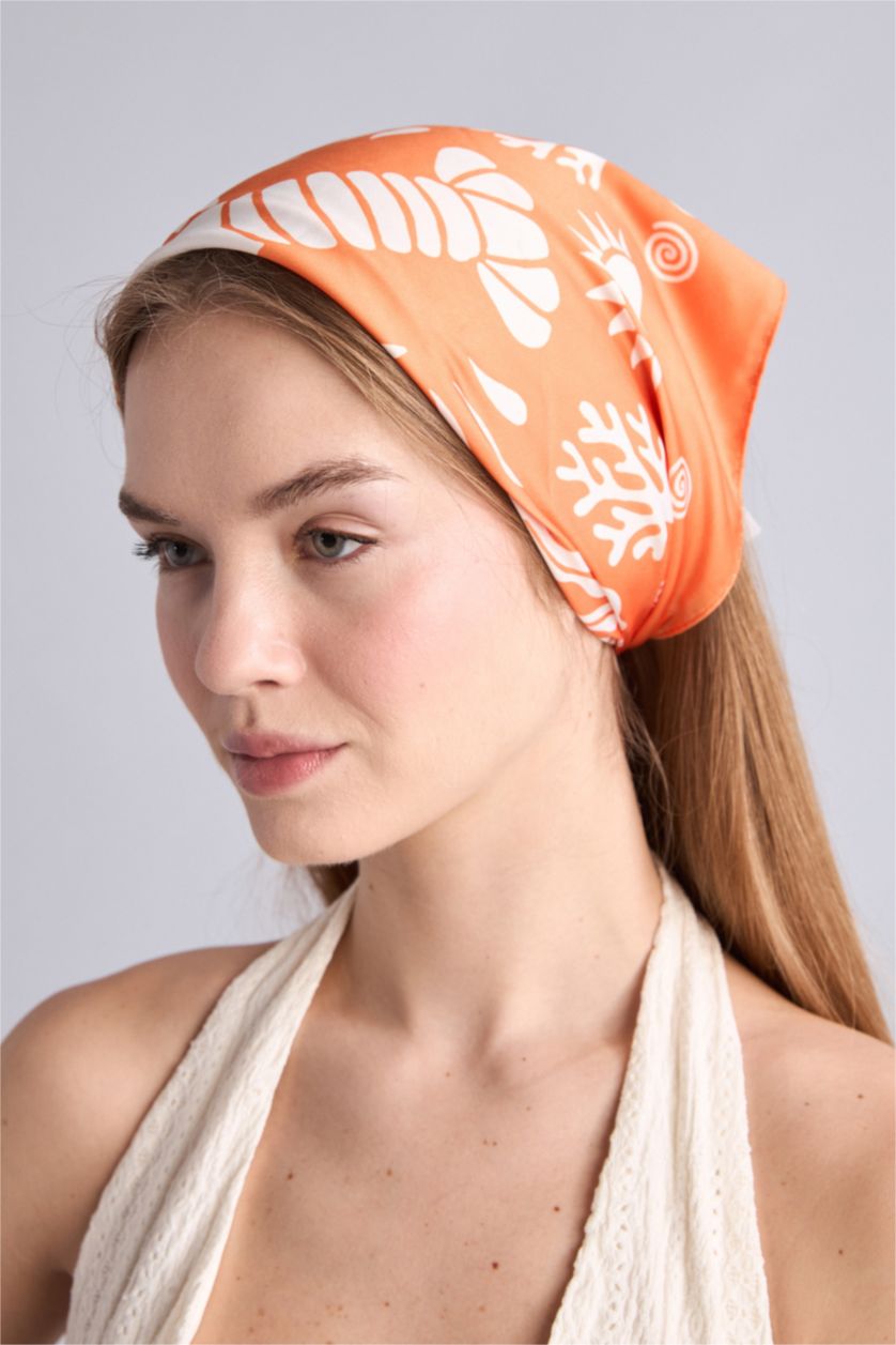 Woman Orange سكارف ستان منقوش