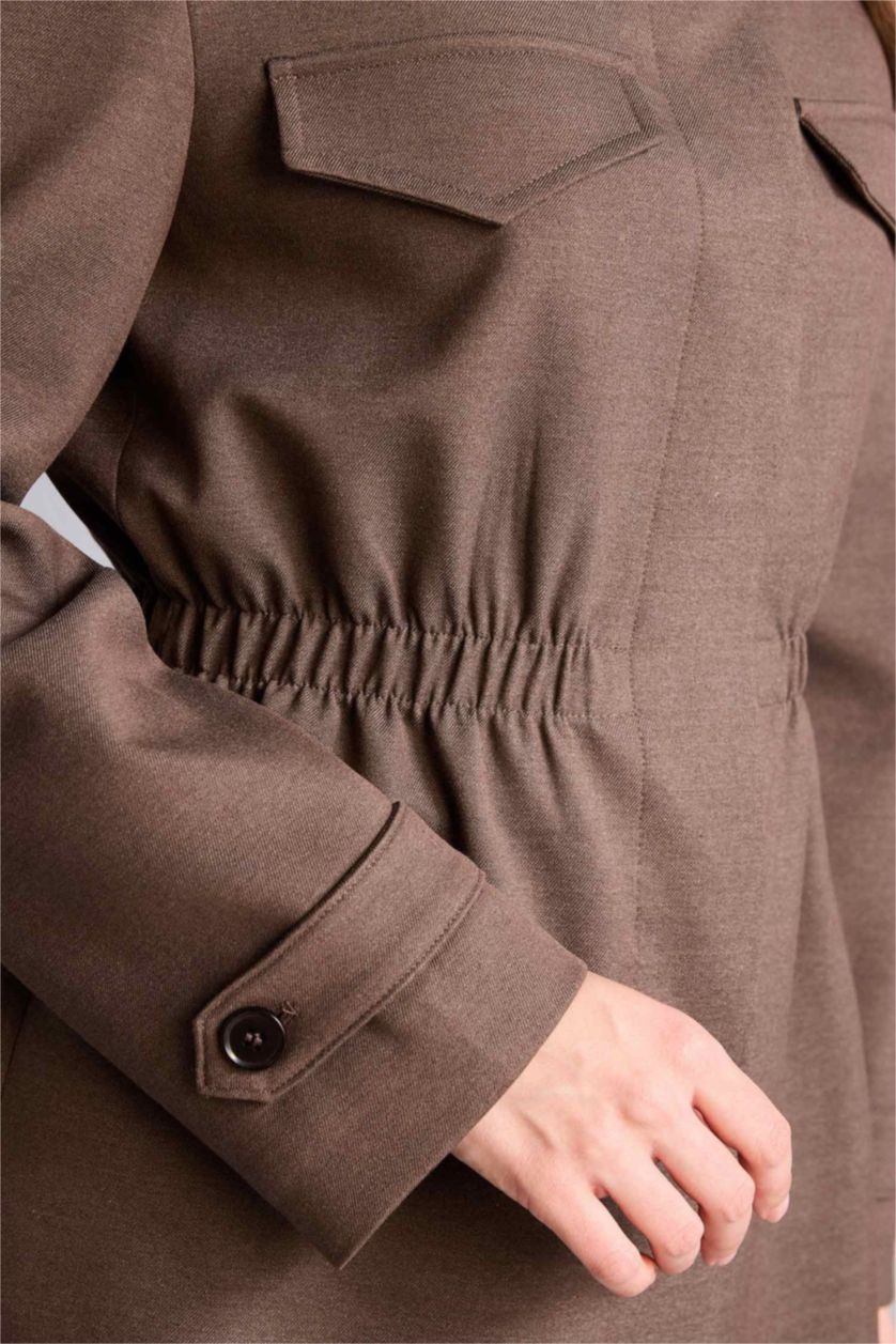 Woman Brown Regular Fit Jacket Collar Blazer