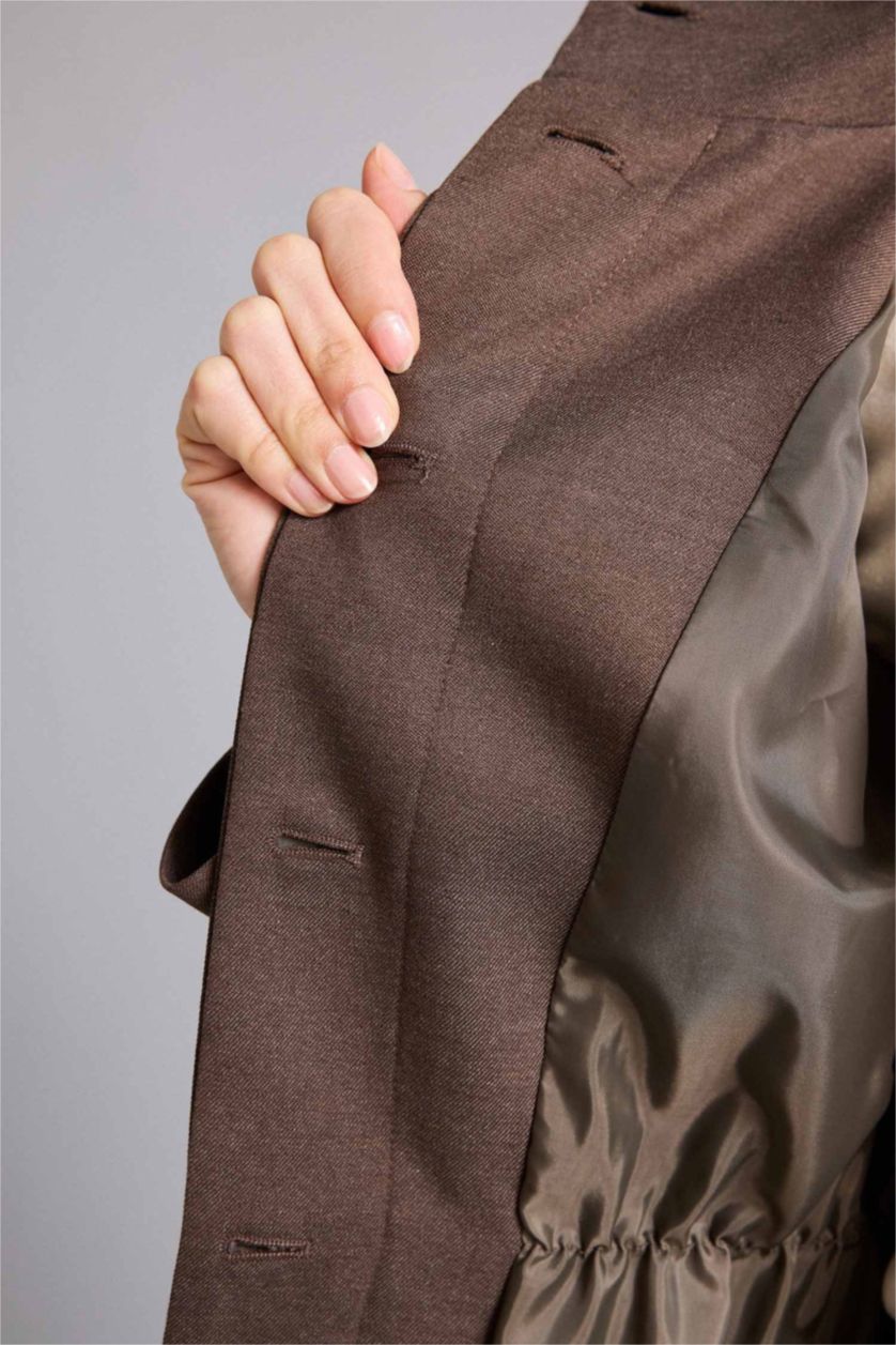 Woman Brown Regular Fit Jacket Collar Blazer