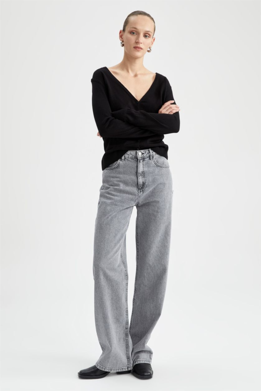 FEMME Noir Cardigan Basique Col V Coupe Classique