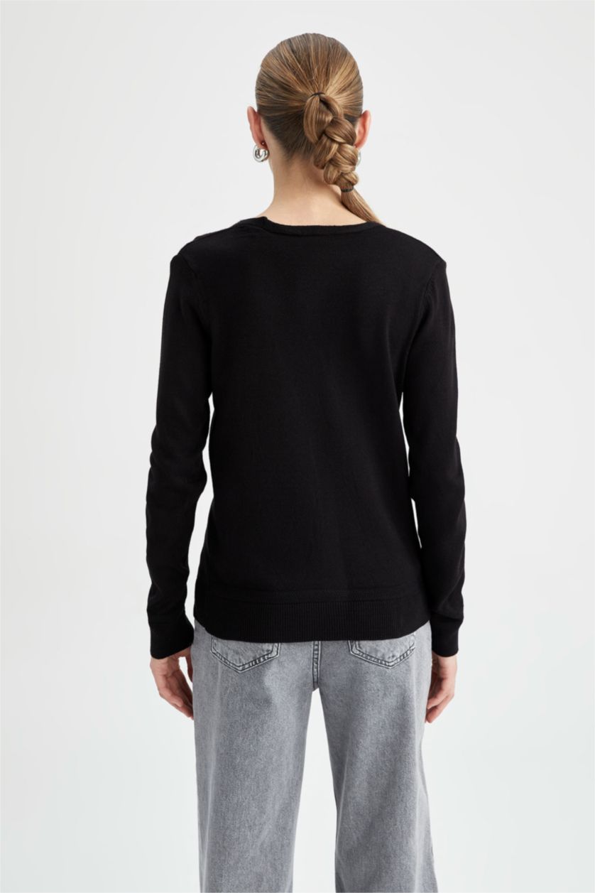 FEMME Noir Cardigan Basique Col V Coupe Classique