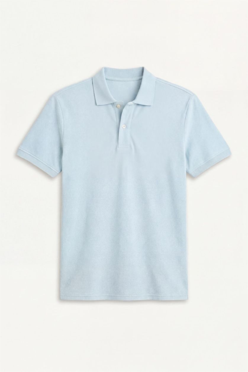 Men Açık Mavi Regular Fit Pique Short Sleeve Polo T-Shirt