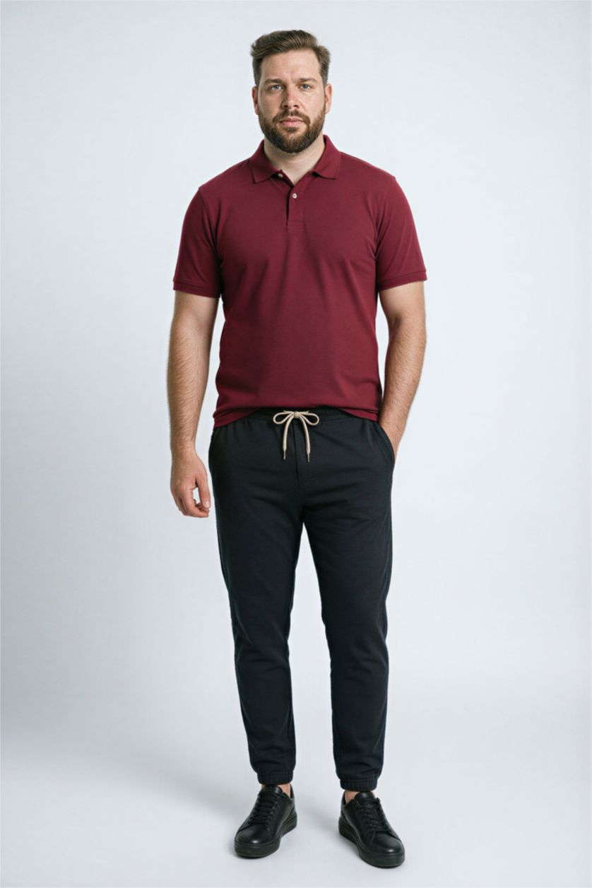 Erkek Bordo Regular Fıt Kısa Kollu Polo Tişört