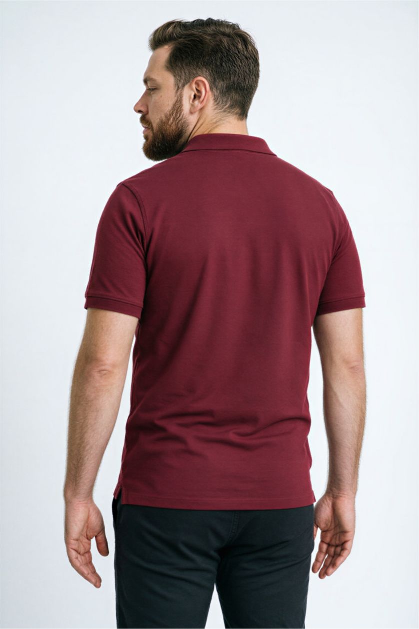 Erkek Bordo Regular Fıt Kısa Kollu Polo Tişört