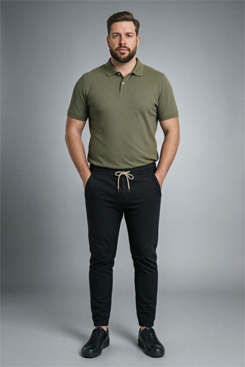 Erkek Haki Regular Fıt Kısa Kollu Polo Tişört