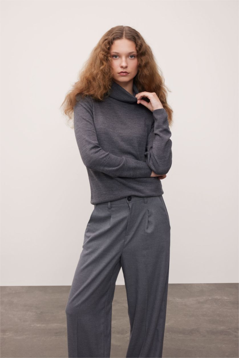WOMAN Anthracite Melange Regular Fit Knitwear Pullover