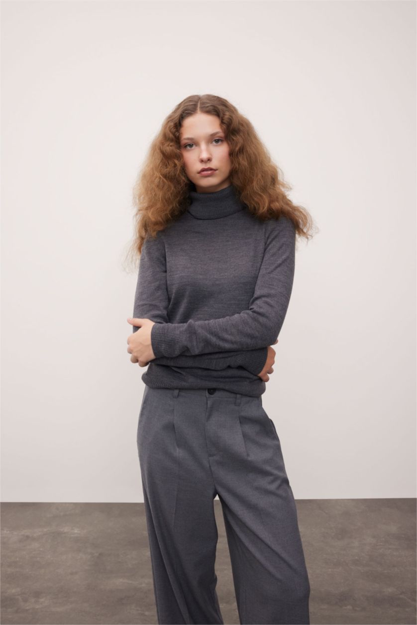 WOMAN Anthracite Melange Regular Fit Knitwear Pullover