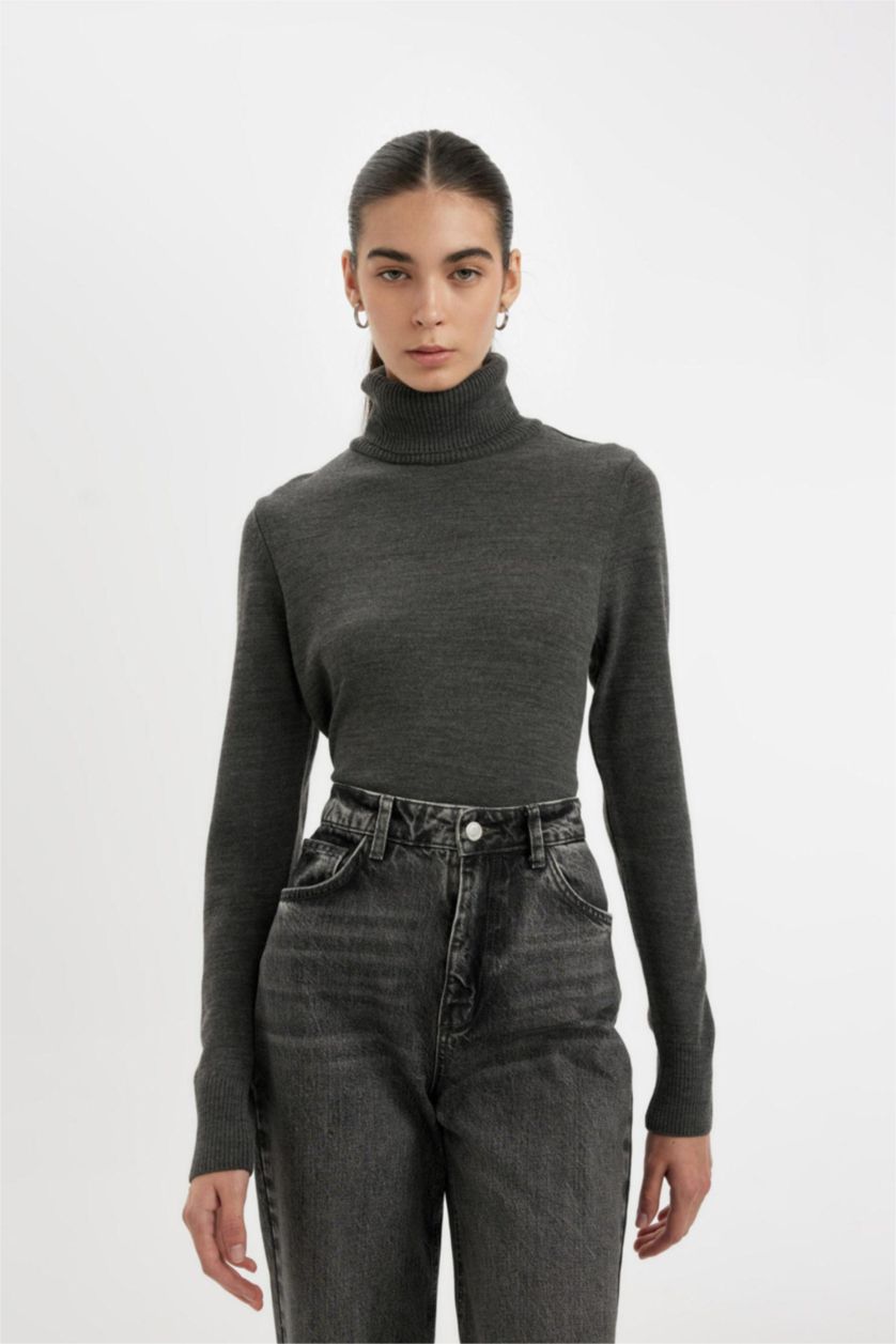 WOMAN Anthracite Melange Regular Fit Knitwear Pullover