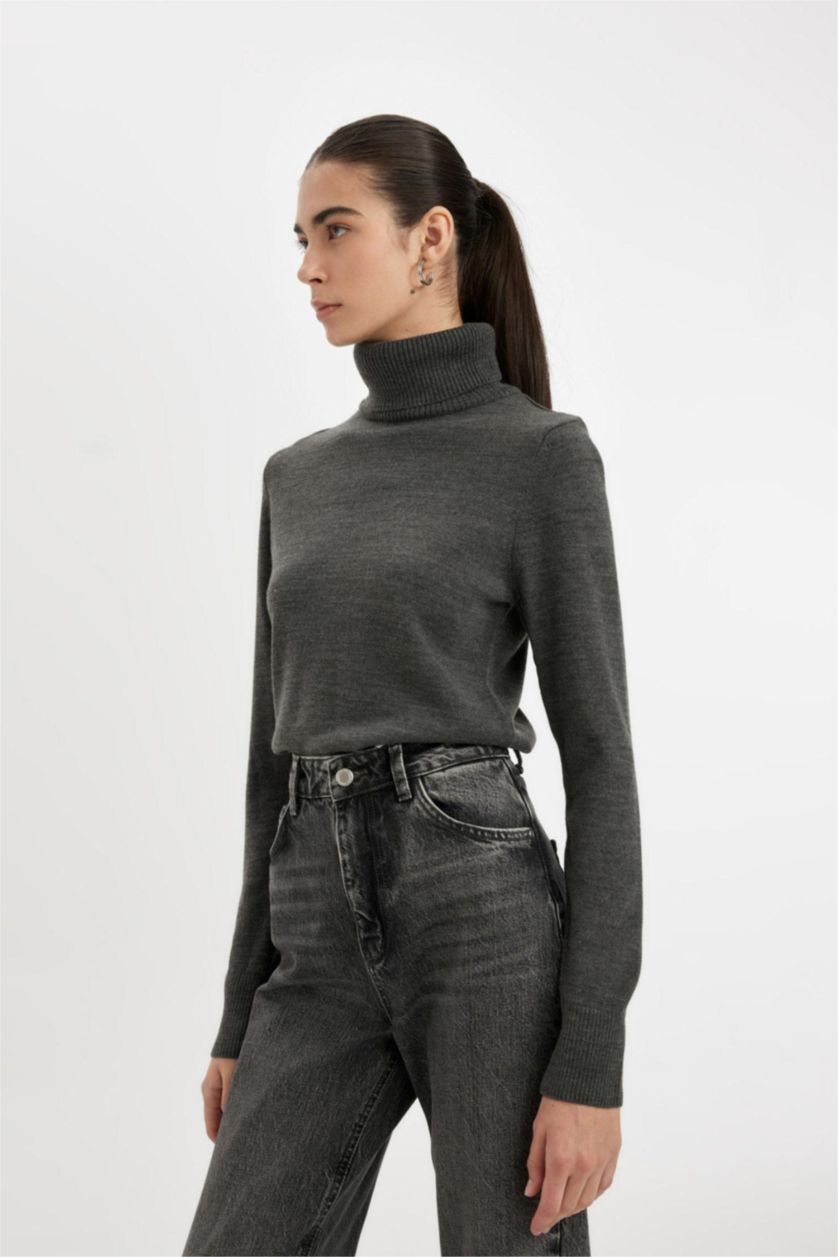 WOMAN Anthracite Melange Regular Fit Knitwear Pullover