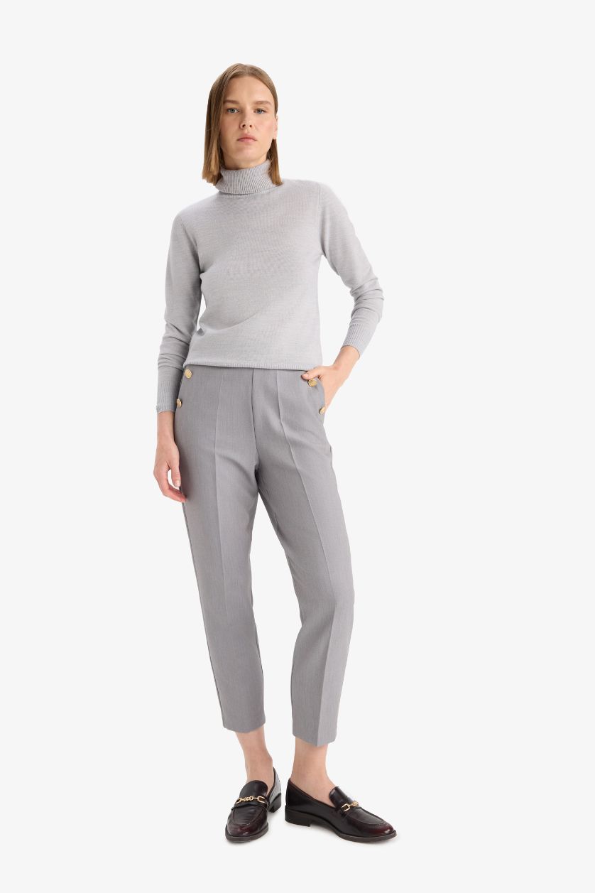 WOMAN Anthracite Melange Regular Fit Turtleneck Basic Knit Pullover