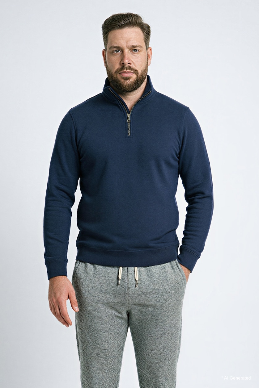 MAN NAVY Regular Fit High Collar Sweatshirt