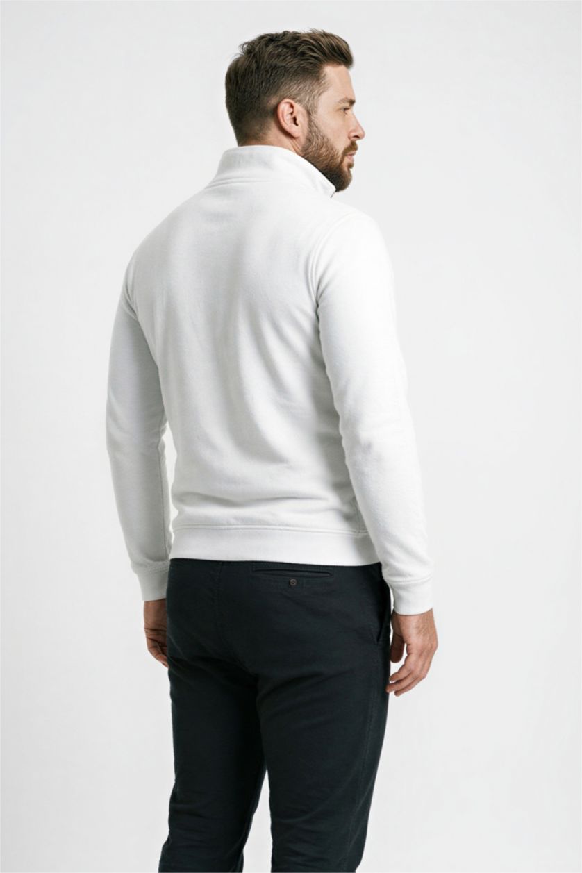 Man White Regular Fit Sweatshirt