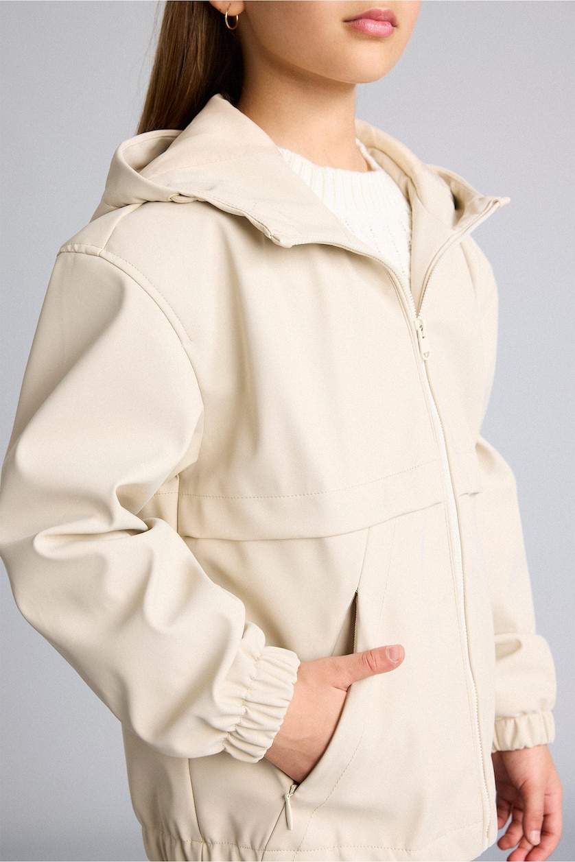 FILLES Beige Imperméable à capuche avec fermeture éclair pour fille Coupe oversize
