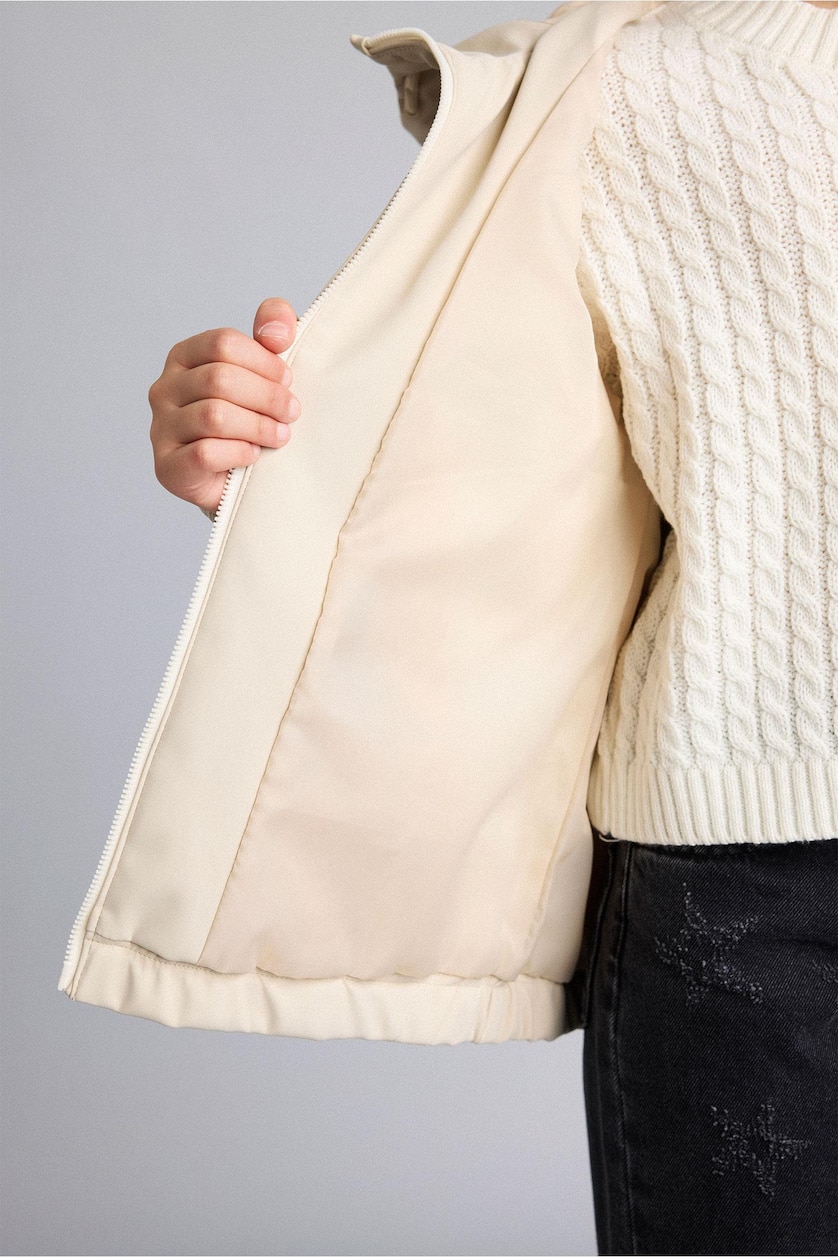 FILLES Beige Imperméable à capuche avec fermeture éclair pour fille Coupe oversize