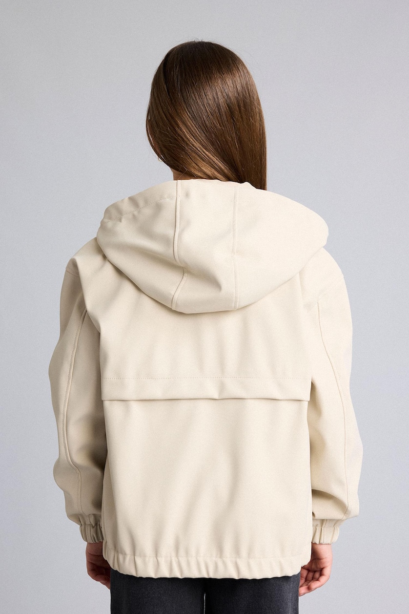 FILLES Beige Imperméable à capuche avec fermeture éclair pour fille Coupe oversize