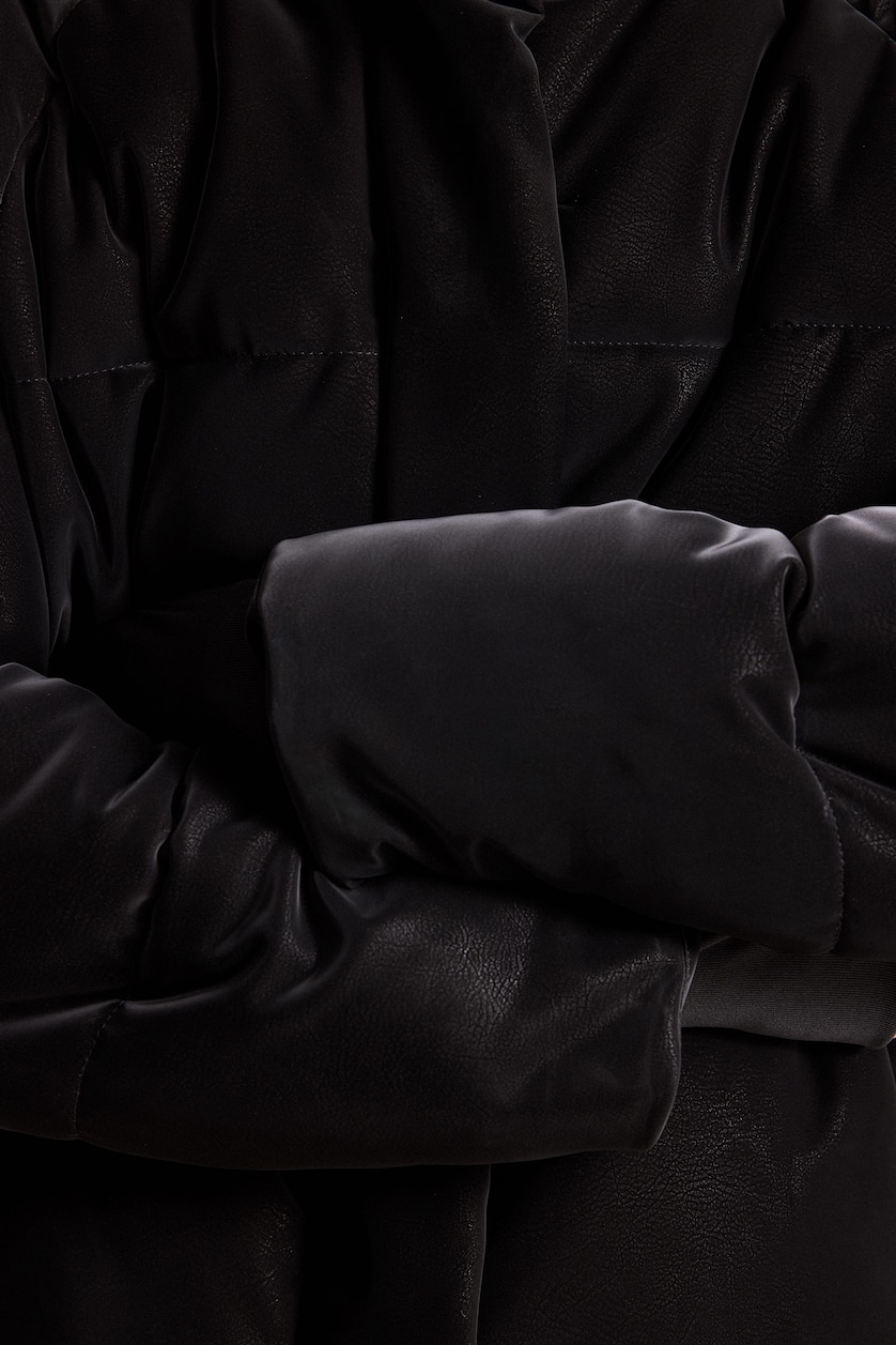 WOMAN Black Regular Fit Faux Leather Jacket