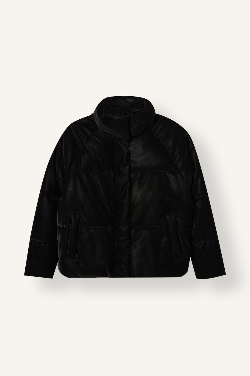 WOMAN Black Regular Fit Faux Leather Jacket