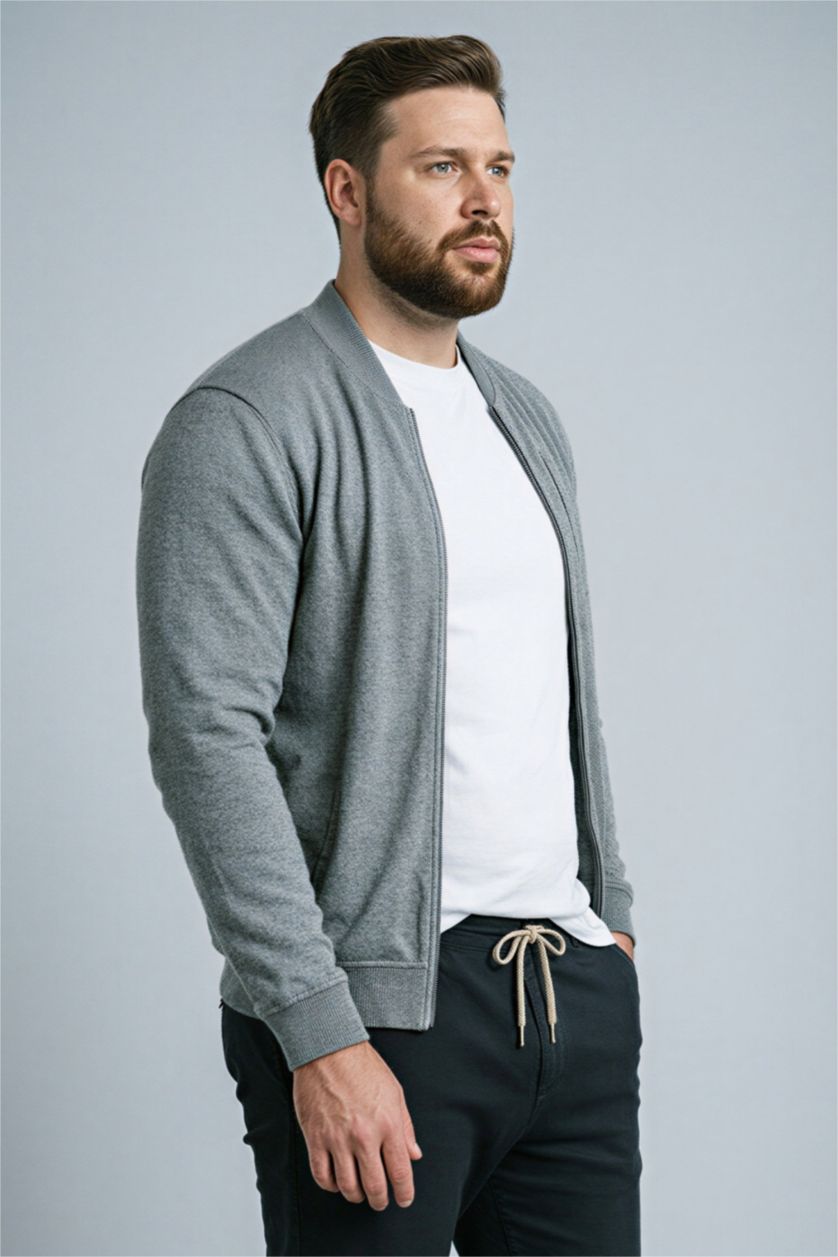 Erkek Gri Melanj Regular Fıt Hırka