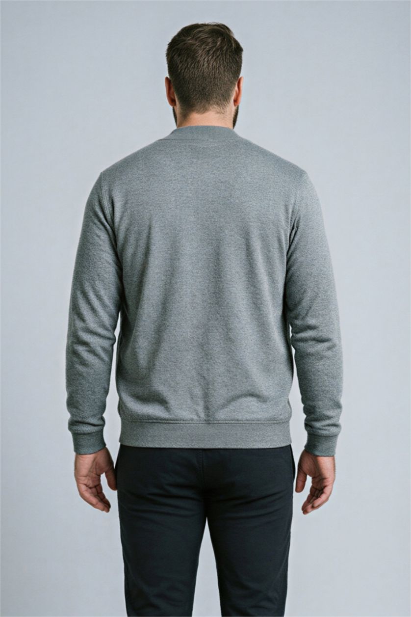 Erkek Gri Melanj Regular Fıt Hırka