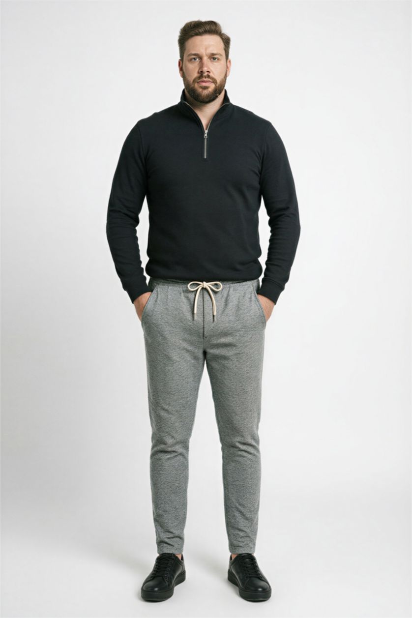 MAN Grey Melange Regular Fit Trousers