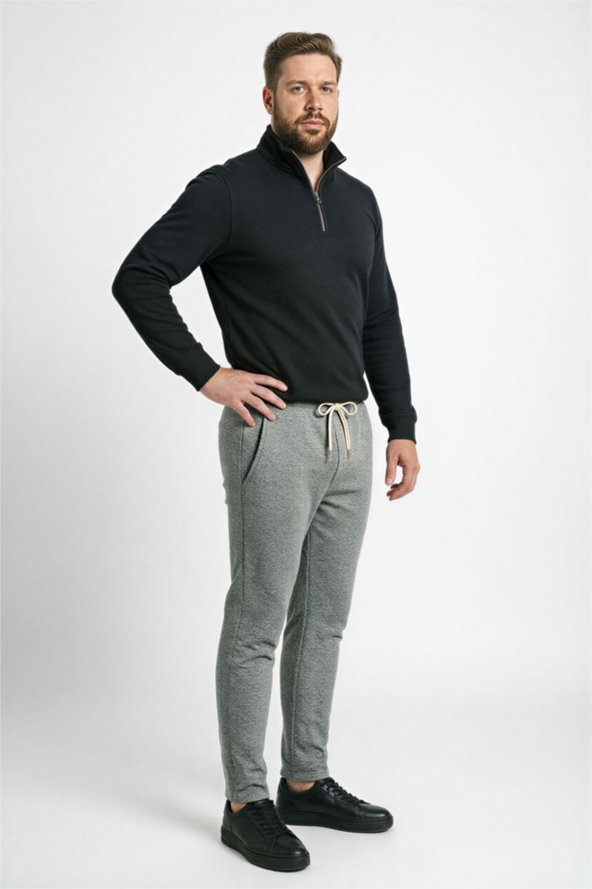 MAN Grey Melange Regular Fit Trousers