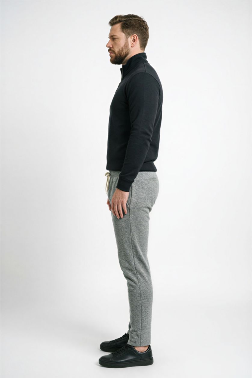 MAN Grey Melange Regular Fit Trousers