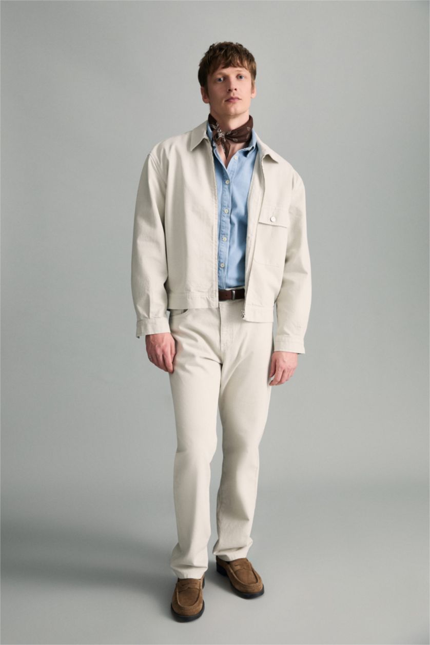 Erkek Açık Gri Straıght Fıt Pantolon