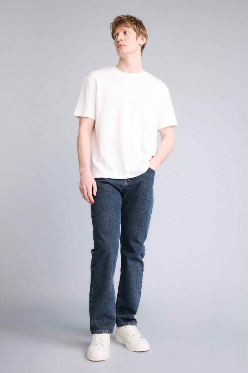 رجال رمادي أزرق بنطرون قصة مستقيمة