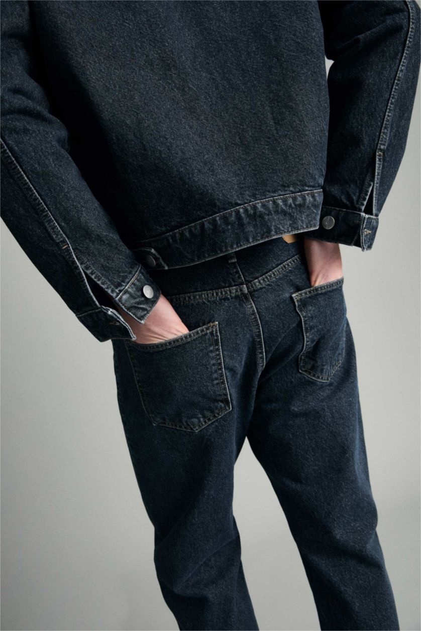 رجالي رمادي أزرق بنطلون قصة مستقيمة