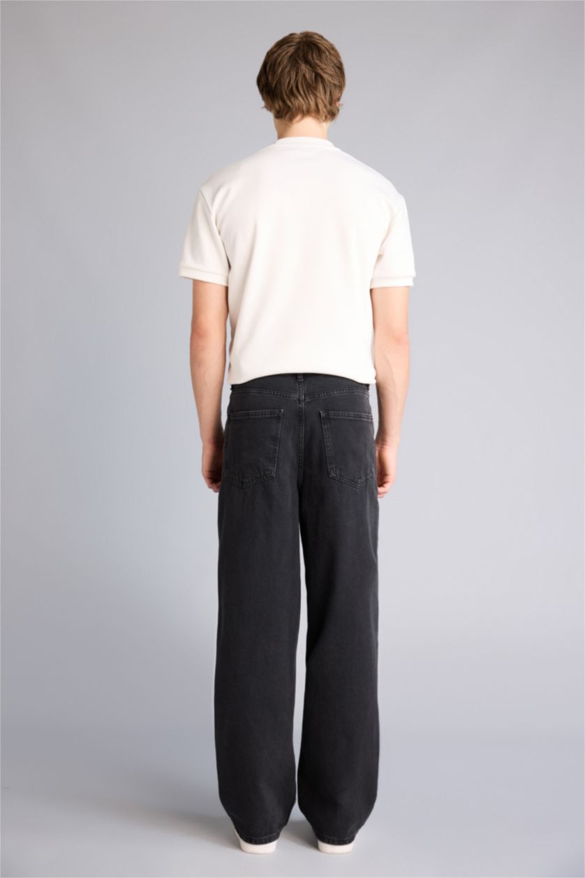 Erkek Siyah Super Baggy Fıt Pantolon