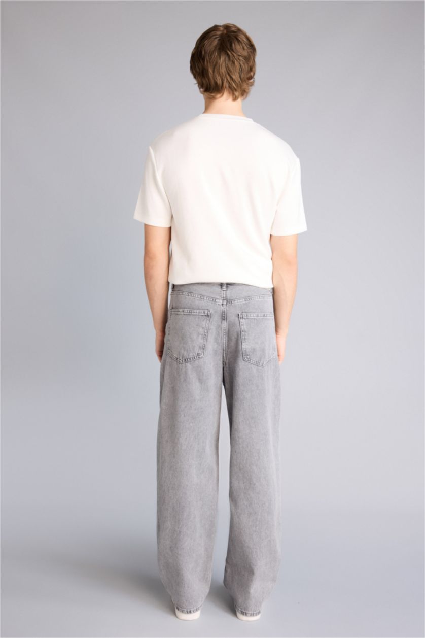 Erkek Açık Gri Super Baggy Fıt Pantolon