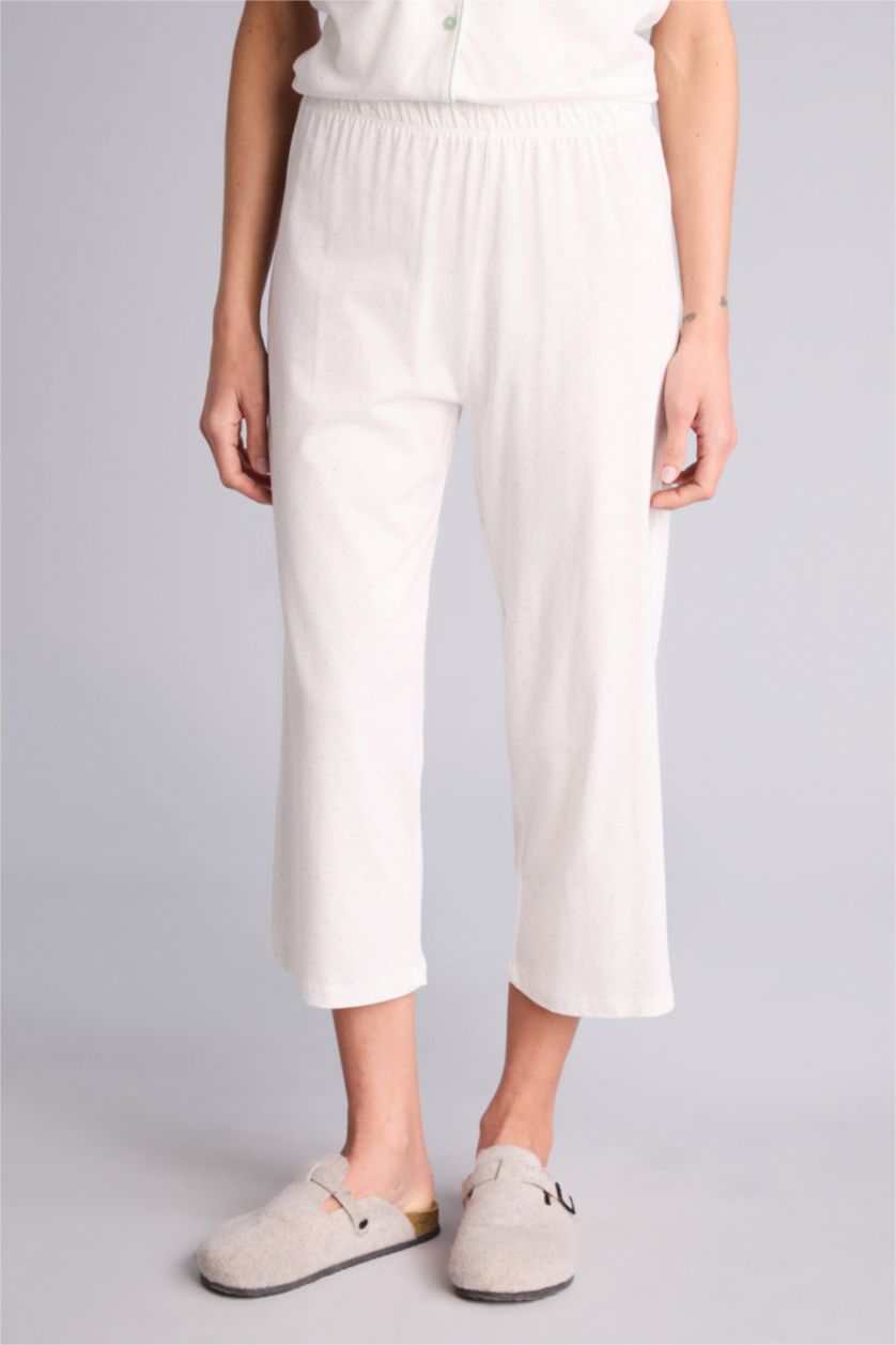 Kadın Ekru Pijama Takımı Üst Alt