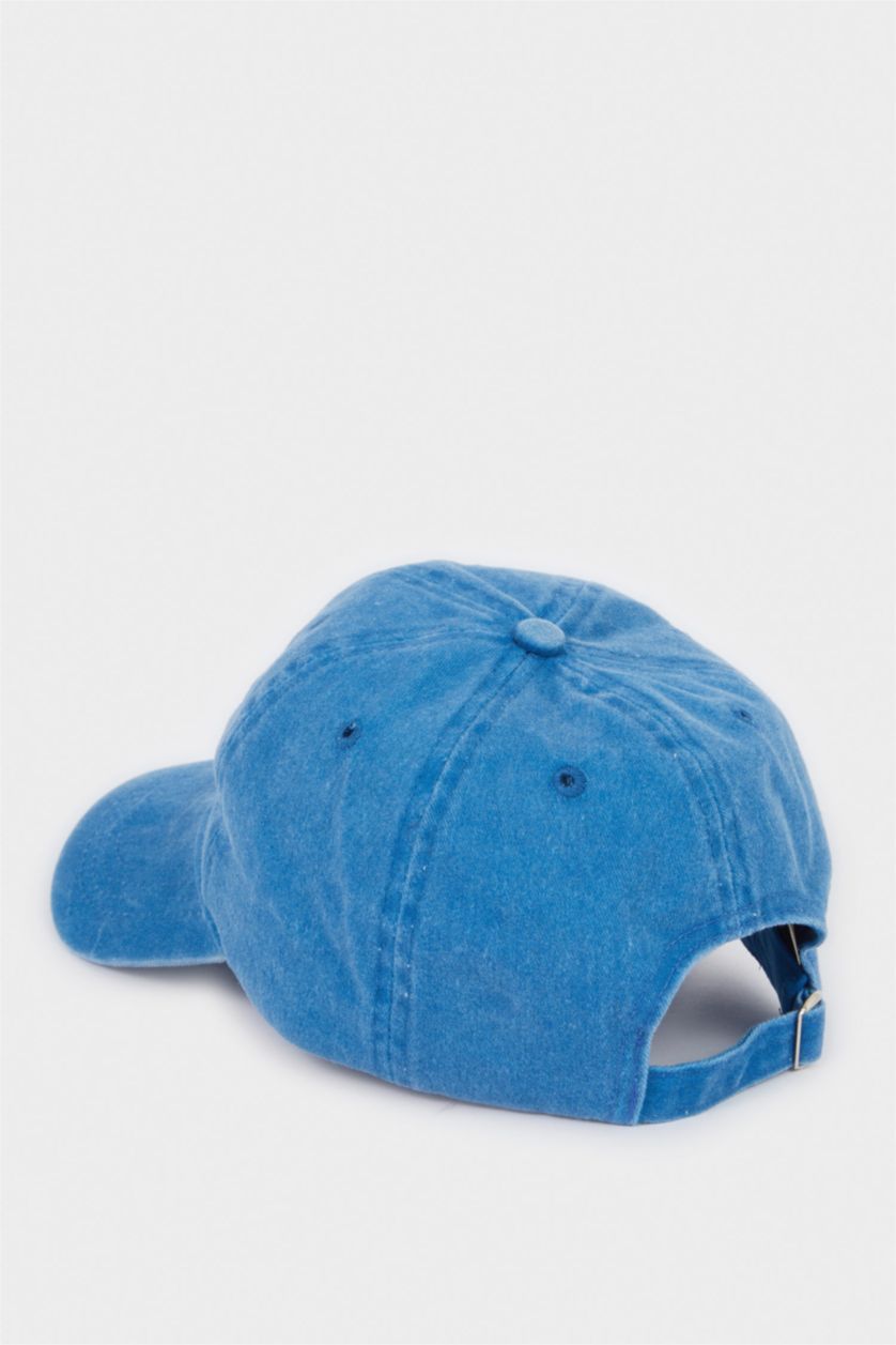 Erkek Mavi Erkek Nakışlı Pamuklu Cap Şapka