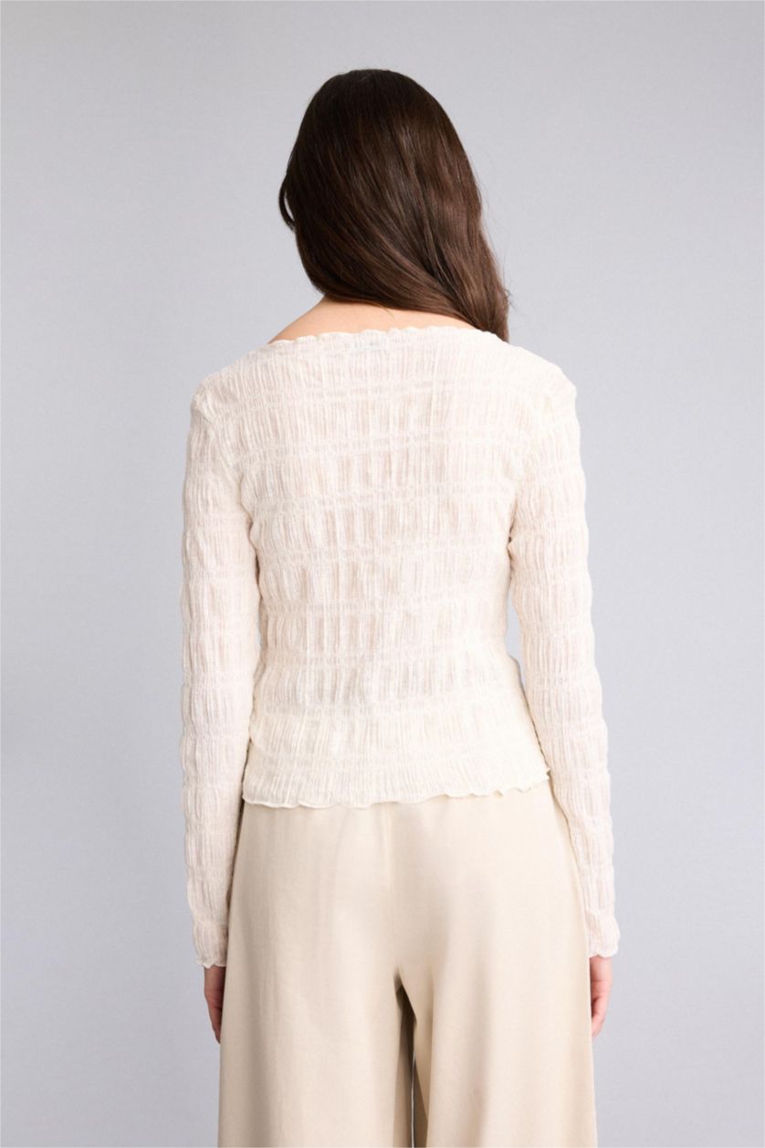 Woman Ecru تيشيرت كم طويل مخصر بأزرار