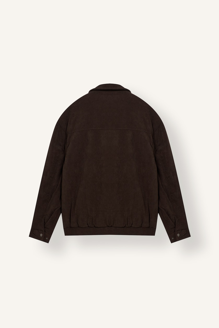 MAN Brown Oversize Lined Polo Collar Zip-Up Jacket