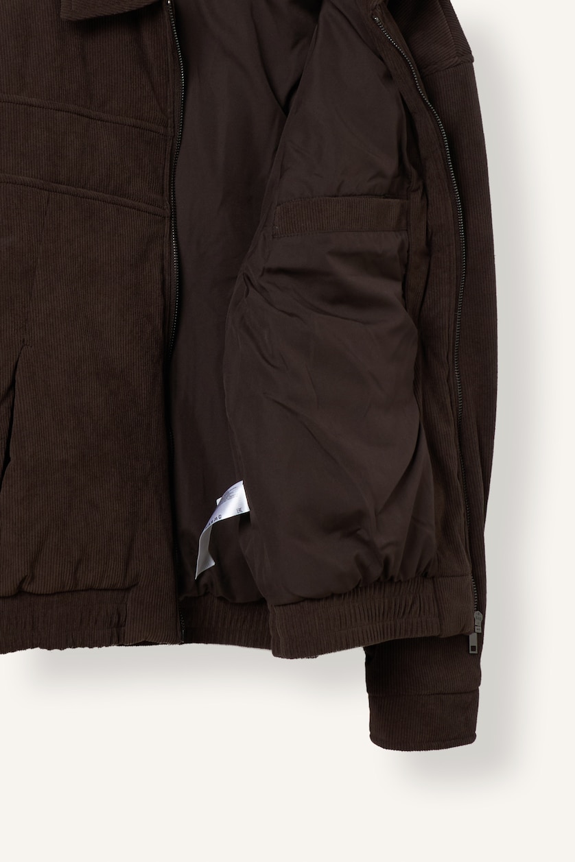 MAN Brown Oversize Lined Polo Collar Zip-Up Jacket