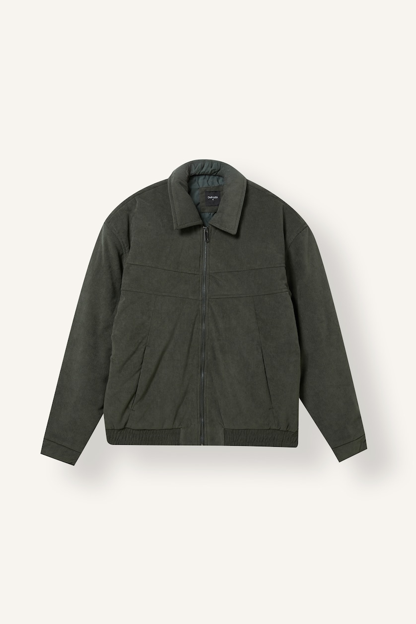 Men Dark Green Oversize Lined Mid Length Jacket