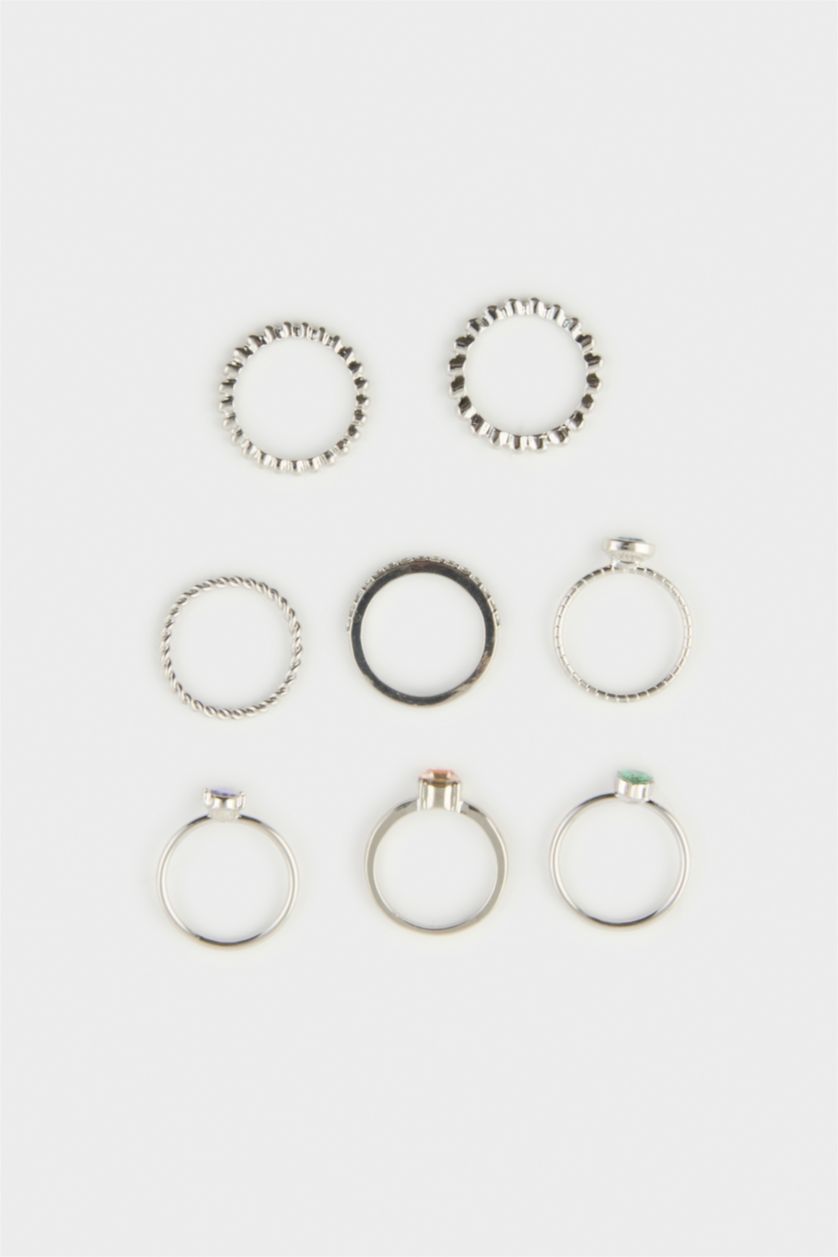 Women Gümüş 8 piece Ring