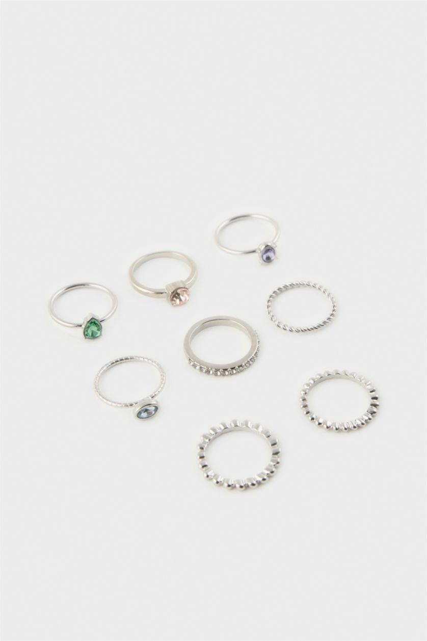 Women Gümüş 8 piece Ring
