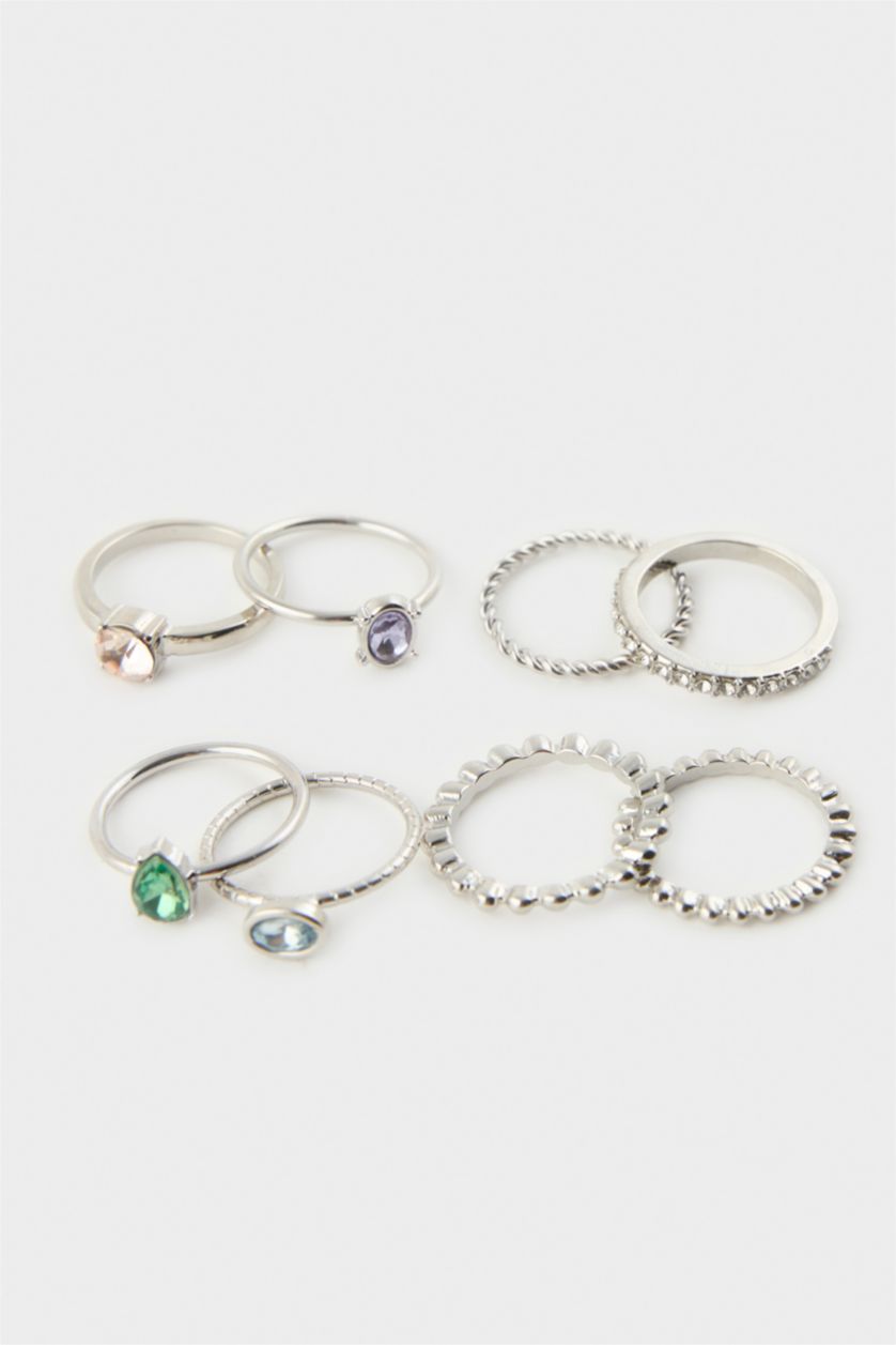 Women Gümüş 8 piece Ring