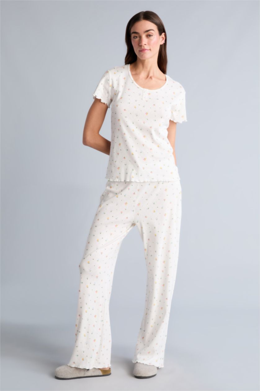 Kadın Ekru Regular Fıt Kısa Kollu Takım