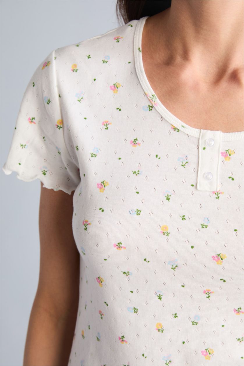 Kadın Ekru Regular Fıt Kısa Kollu Takım