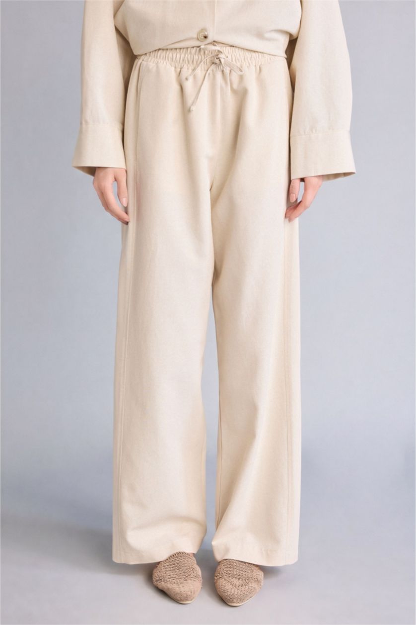 WOMAN Ecru Linen Blended Trousers